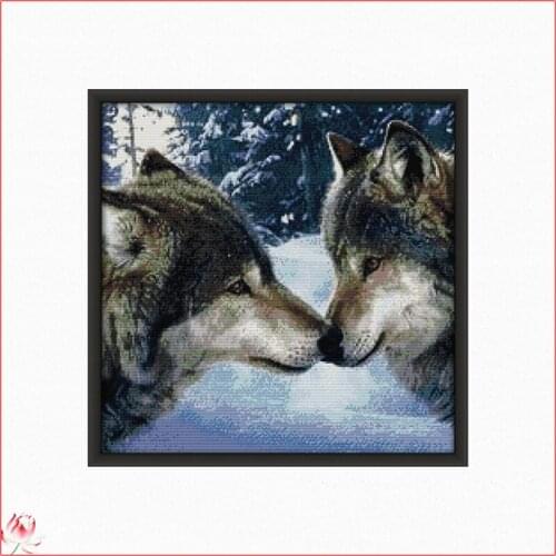 The Wolf Kiss Patterns Counted 11CT 14CT DIY Cross Stitch Sets Chinese Cross-stitch Kits Embroidery Needlework