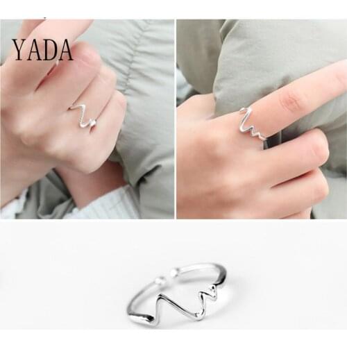 YADA ECG Lightning Curve Adjustable Index Finger Rings for Women Silver color Punk Ring Engagement Wedding Jewelry Ring RG200044