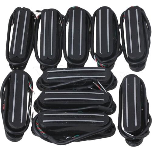 Yibuy Black 4 Wire Magnetic Dual Rail Humbucker Pickup Guitar Pickup Set of 10
