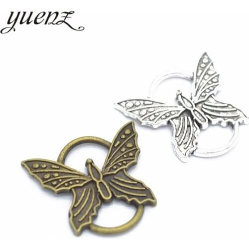 YuenZ 6pcs Charms Butterfly Bracelet Jewelry Making Bronze Tibetan Silver Plated Antique Pendants DIY Handmade 27*25mm D236