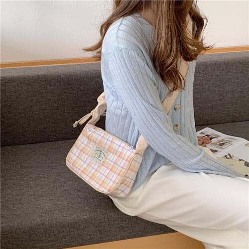 Retro Design Women Underarm Bag Candy Colors Plaid Female Shoulder Crossbody Bags Small Square Ladies Clutch Purse Handbags