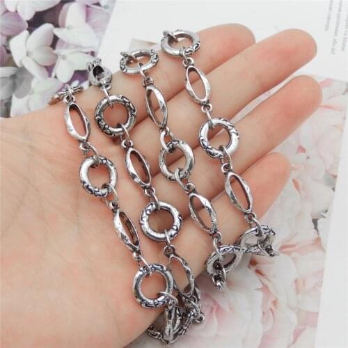 1Meter Bohemia Antique Bronze Silver Chain For Bracelet Handmade Tone Jewelry Chains Necklace Chain Necklaces Women Vintage DIY