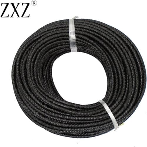 ZXZ 2 Meters 6mm Round Black Genuine Real Bolo Braided Leather Cord For DIY Necklace Bracelet Jewelry Making