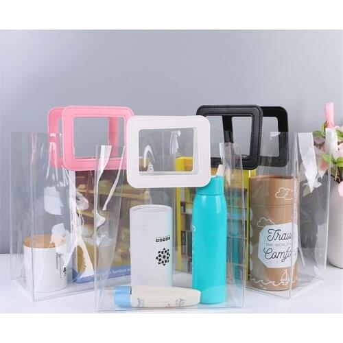 30pcs/lot Transparent packaging bag handbag PVC sewing transparent portable cosmetic bag gift bags wholesale
