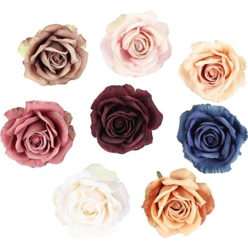 50pcs Artificial Flowers High Quality Fake Roses Wedding Bridal Clearance Accessories Decorative Home Decor Diy Gifts Candy Box