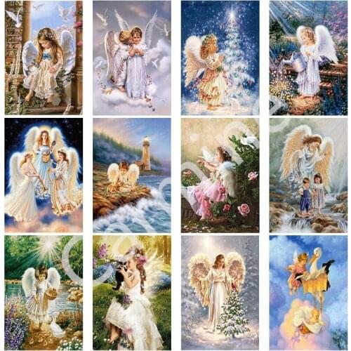 5D DIY Portraits Diamond Painting Cross Stitch Angle Guarded Wall Art Diamond Embroidery Full Round&Square Drill Home Decoration