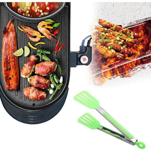 9 Inch BBQ Tongs Silicone Rubber Handle Kitchen Meat Tong Barbecue Clip Clamp Food Tongs Food Tong Salad&Grill Serving BBQ Tools