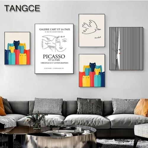 Picasso Matisse Abstract character Art Line Drawing Poster Simple Wall Art Canvas Print Black white Painting Decorative Picture