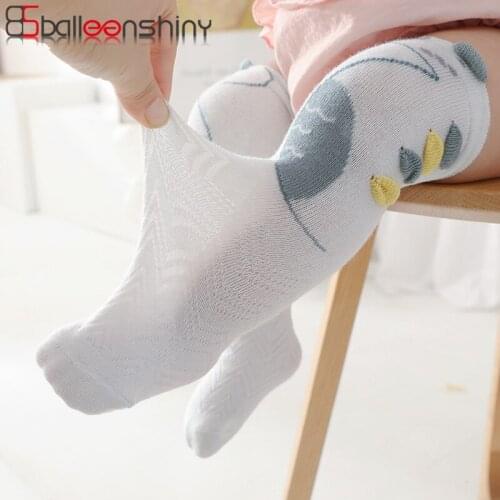 Balleenshiny 1 Pair Cute Dinosaur Baby Sock Breathable Mesh Cotton Long Socks for Infant Girls Boys Newborn Knee High Socks