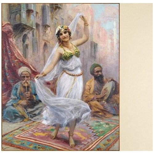Free shipping classical girl indian dance landscape oil painting canvas printings on canvas wall art decoration picture