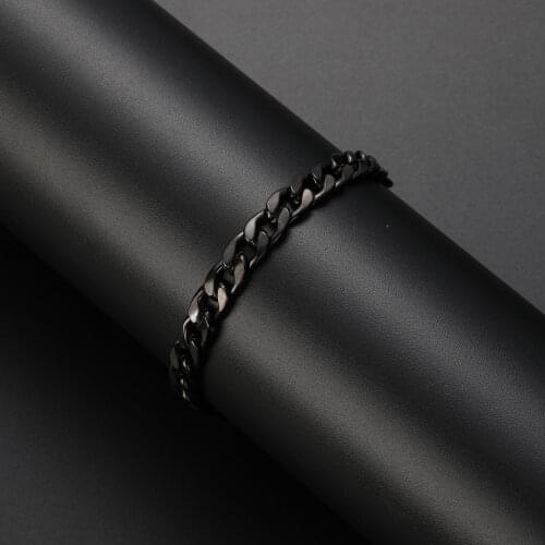 High Quality 8MM 10MM Stainless Steel Black Chain Bracelet For Men Fashion Punk Hip Hop Jewelry Length 20CM Drop shipping