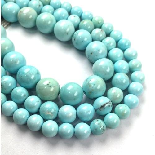 High quality Natural Gem Stone round beads Light blue turquoises loose beads For jewelry making DIY charm bracelet accessories