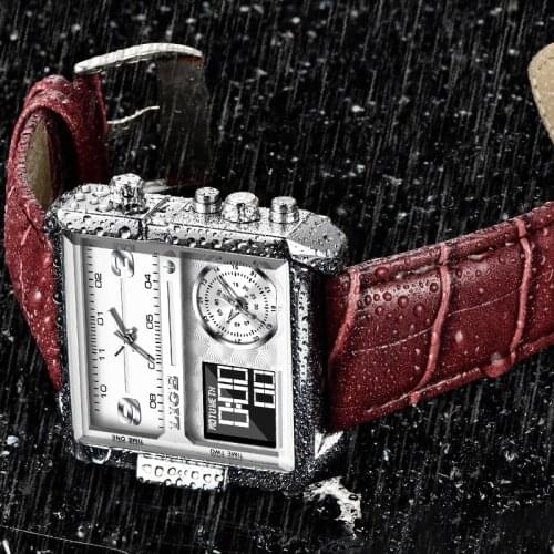 LIGE Original Watch Men Top Brand Luxury Rectangle Quartz Military Watches Waterproof Luminous Leather Wristwatch Men Clock+Box