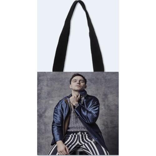 New Custom Nicholas Hoult printed canvas tote bag convenient shopping bag woman bag student bag Custom your image