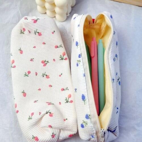 Ins Homemade Simple Small Floral Pencil Case Cute Little Fresh Girl Heart Mini Creative Stationery Storage Bag