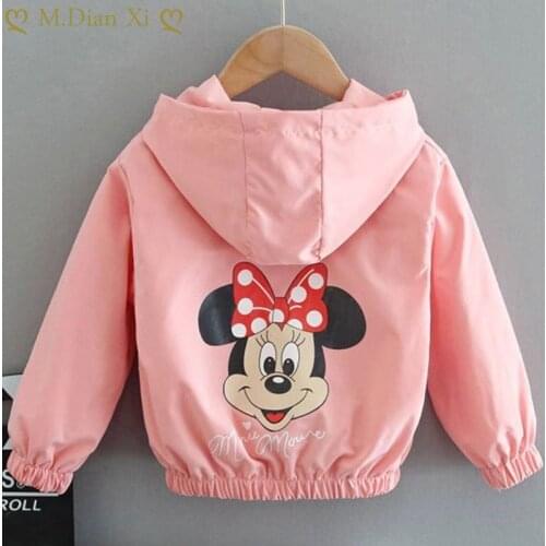 Boys and Girls Spring and Autumn Jacket Jacket Children Cartoon Minnie Mickey Zipper Hoodie Windproof Jacket Children Clothes