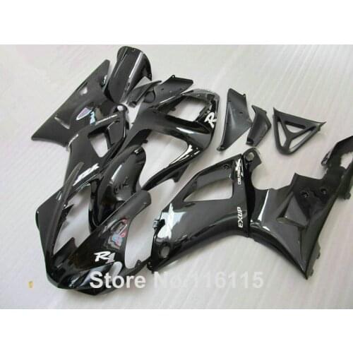 Injection molding custom motorcycle fairings set for YAMAHA YZF R1 2000 2001 all glossy black fairing kit YZF-R1 00 01 TQ16