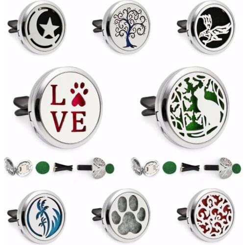Love cat love paws coconut tree Magnetic Diffuser locket removable Car Vent clip Essential Oil Perfume locket 10 Pads randomly