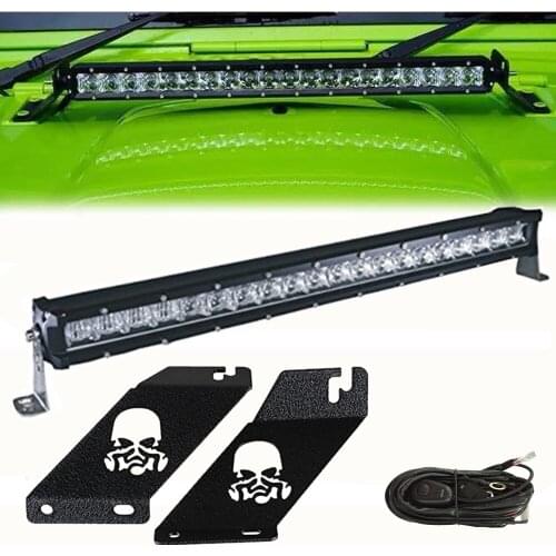 Marloo 5D 20 22inch 100W offroad LED Light Bar With Hood Mounting Brackets For 07-18 Jeep Wrangler JK