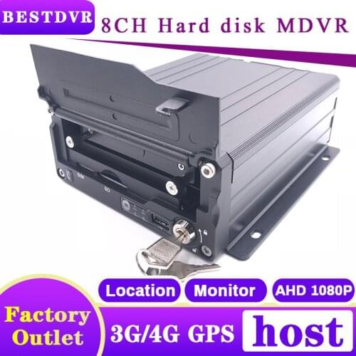 Multi language vehicle video recorder ahd 1080p H.264 3G / 4G global 8CH hard disk mobile DVR GPS positioning function