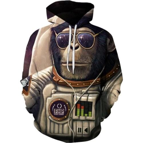 Men Hoodie Sweatshirt funny astronaut Orangutan 3D man hoodie Streetwear Casual Female Pullovers Loose sweatshirts wholesaler