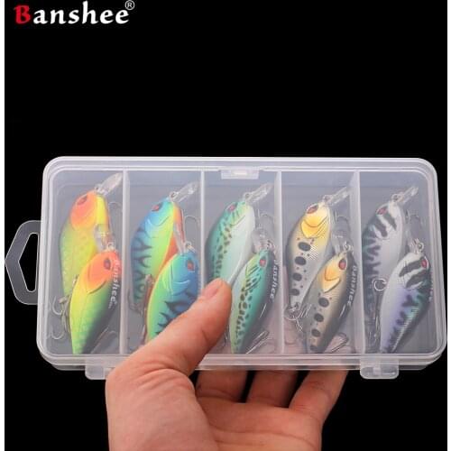 VKR01-58 10pcs/lot Crank Fishing lure bait set kit with case Storage bass box Crankbait isca artificial bait peche leurre pesca