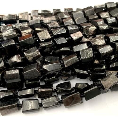 Natural Genuine black hypersthene Nugget Free Form Loose Smooth Necklace Bracelet Jewelry Beads 06472