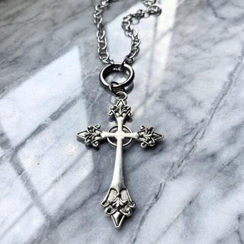 Ghost Cross Necklace Fashion Goth Witch Jewelry Women Gift 2020 New Delicate And Beautiful Crescent Wholesale Statement