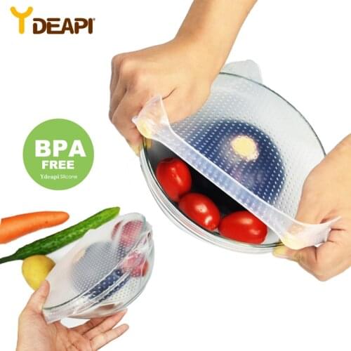 YDEAPI 1 Piece Food Grade Keeping Food Hygienic Wrap Reusable High Stretch Silicone Food Wraps Seal Vacuum Cover Stretch Lid