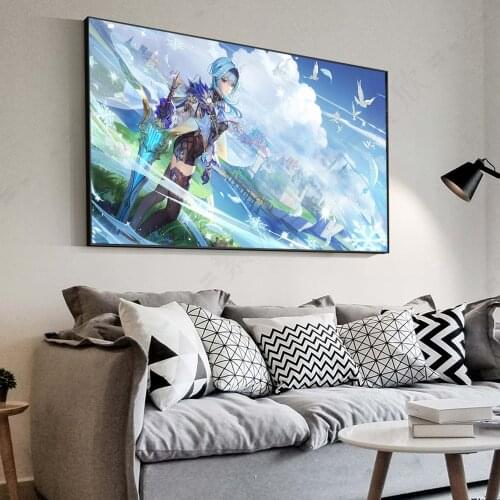 Genshin impact Game poster Vengeance Knight eula home decor hd painting wall painting bedroom anime Study Bedroom Bar Cafe Wall