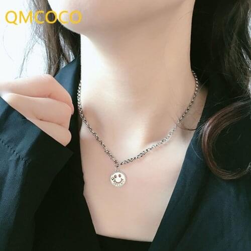 2021 Creative Design Smile Face Hollowout Chain Necklace Fashion 925 Silver Jewelry Necklace Women Punk Accessories