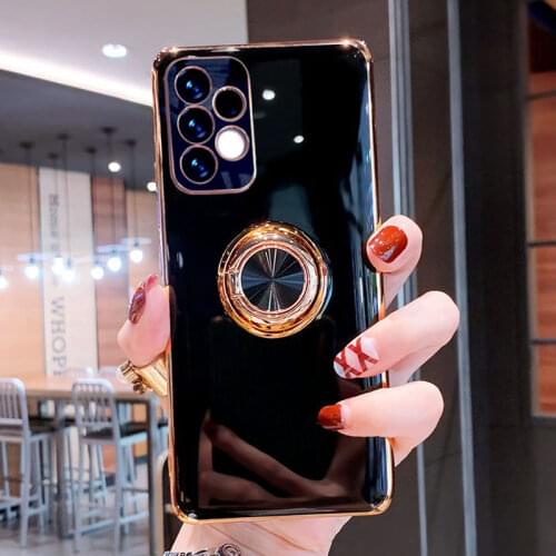 Plating Soft Silicone Case For Samsung Galaxy S20 Plus Metal Ring Holder Silicon Phone Cover For Samsung S20Plus Case S 20 Ultra