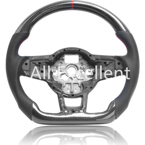 Carbon Fiber & Perforated Leather Steering Wheel without Paddle Holes for Volkswagen Golf MK7 GTI R