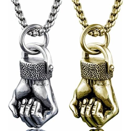 Steel Fist Men Fitness Necklaces Boyfriend Punk Chain Stainless Steel Jewelry Creative Gift