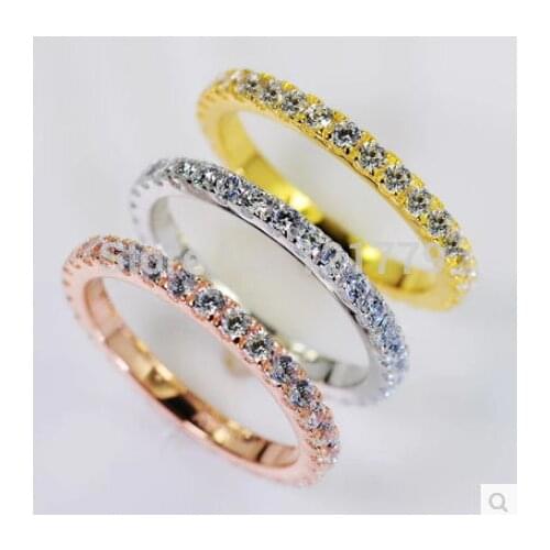 TR005 fine jewelry 0.72CT sona Simulated Gem Infinity silver color wedding rings for women,solid white gold color wedding bands