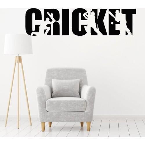 Cricket Vinyl Wall Decal Text Player Sport Art Mural Boy Bedroom Decor Sticker Modern Home Decorative Monochrome Wallpaper LC250