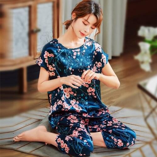 2PCS Satin Silk Pajamas for Womens Set pyjamas Pigiama Donna pjs Summer Mujer Pijama Sleepwear Nightwear Pizama Damska