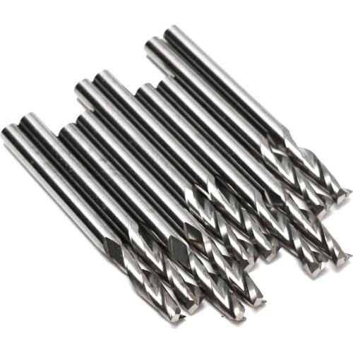 10x 1/8" 3.175mm Carbide CNC Double Two Flute Spiral Bits End Mill Router 22mm
