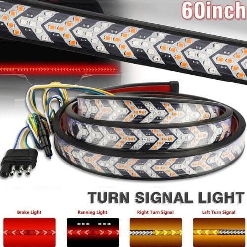 12V 60 inch Car LED Tailgate Light LED Truck Tailgate Light Bar Red Running Turn Signal Brake Reverse Backup Tail light Strip