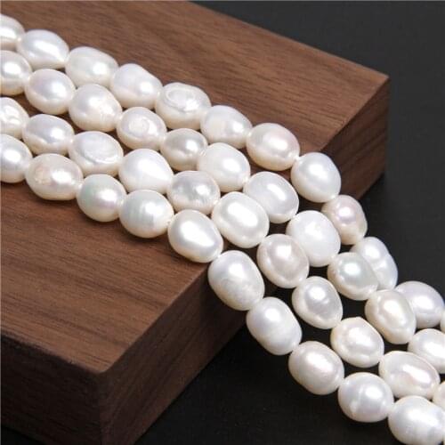 14" Natural Freshwater Pearls 7-8 mm White Baroque Pearls Loose Beads For DIY Making Women Necklace Jewelry Bracelets Girls Gift