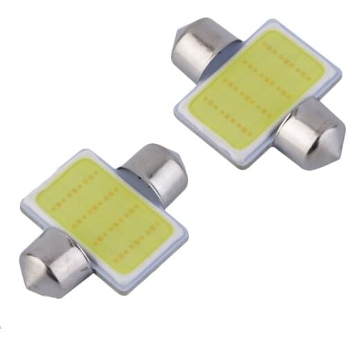 2 x 31MM White Festoon COB 12 LED Auto Car Map/Dome Interior Light Bulb