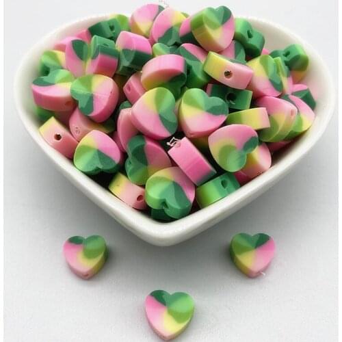 30pcs/Lot 10mm Mixed Colors LOVE Shape Clay Spacer Beads Polymer Clay Beads For Jewelry Making DIY Handmade Accessories #22