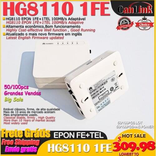 50/100pcs big sale EchoLife HG8110 FE EPON 100Mbs Terminal ONU ont FTTH fiber optic Secondhand English ONT modem= HG8010 +1TEL