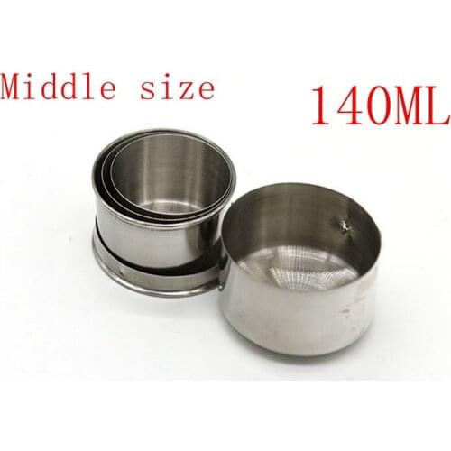 50pcs/lot 140ml Stainless Steel Folding Cup Traveling Outdoor Camping Hiking Mug Portable Collapsible Foldable Cup