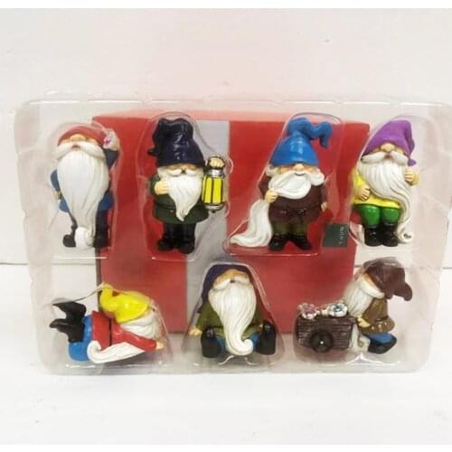 X7AB 7 Pcs Christmas Dwarf Gnome Garden Statue Ornament Cute Courtyard Sculpture
