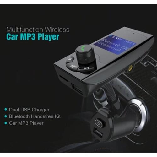 T30 Bluetooth Car Kit Handsfree Set FM Transmitter MP3 Music Player 2 USB Charger With Switch, Support U disk & Micro SD