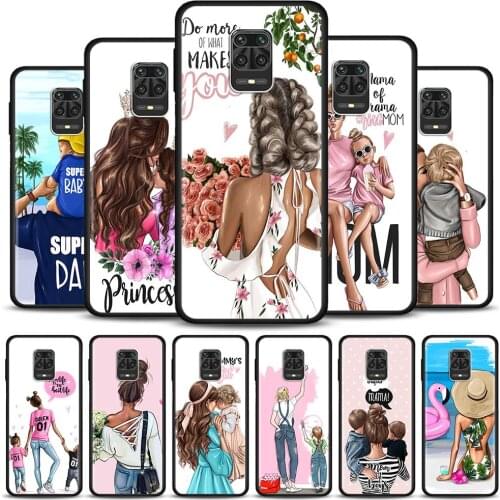 Brown Hair Baby Mom Boy Phone Case for Xiaomi Redmi Note 9 9s 8T 8 Pro 7 8A 9A 9C 9T 9i 9 Power Matte Bumper Cover Coque