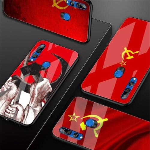 USSR Soviet Emblem Tempered Glass Phone Case For Huawei honor 8X 9 10i 20i 20Lite 20Pro 30 Pro Cover Shell