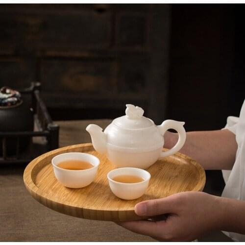 Japanese-Style Wood Round Plates Hand-made Dinner Plates for Fruits Dishes Snacks Dessert Serving Tray Tableware Supplies