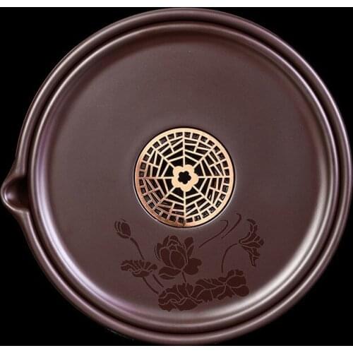 Ebony solid wood teapot with dry brewing table base tea coaster purple sand teapot mat bench tea set accessories Japanese style